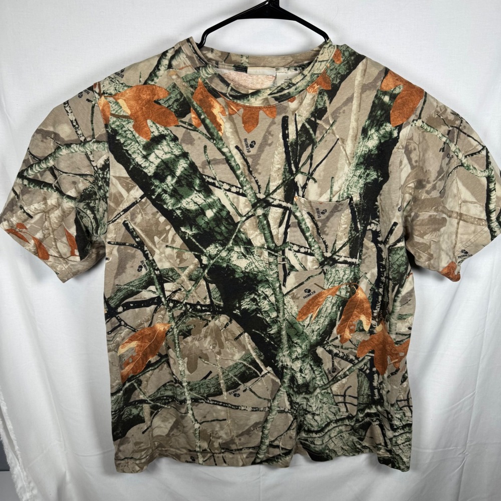 Outfitters Ridge Pocket T-Shirt Mens L Brown Fusion 3D Camo Short Sleeve Cotton